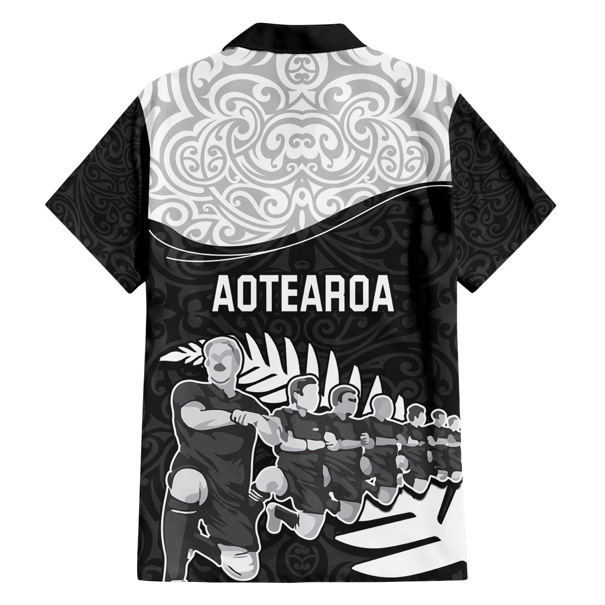 New Zealand World Cup 2023 Family Matching Off Shoulder Short Dress and Hawaiian Shirt Aotearoa Haka Rugby with Silver Fern Maori Ethnic Pattern LT03 - Polynesian Pride
