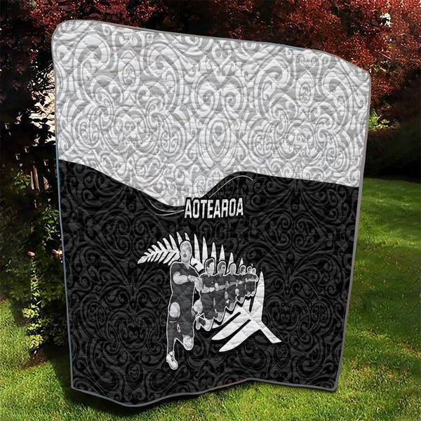 New Zealand Haka Rugby Maori Premium Quilt Silver Fern Vibes - Turquoise LT8