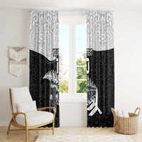 Custom New Zealand World Cup 2023 Window Curtain Aotearoa Haka Rugby with Silver Fern Maori Ethnic Pattern LT03 - Polynesian Pride