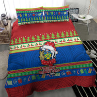 Solomon Islands Christmas Bedding Set Santa With Flag Of Solomon Polynesian Tribal Xmas Vibe LT03 - Polynesian Pride