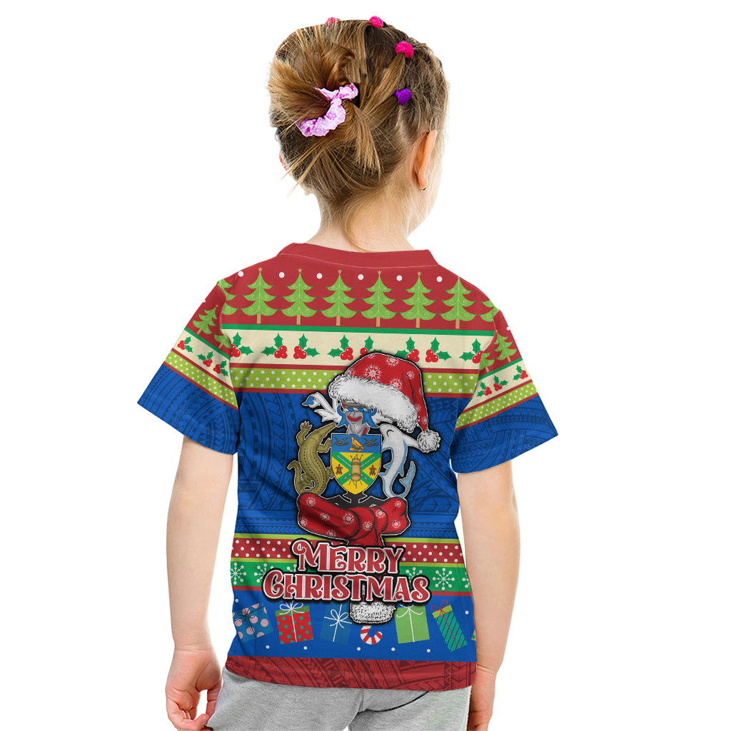 Solomon Islands Christmas Kid T Shirt Santa With Flag Of Solomon Polynesian Tribal Xmas Vibe LT03 - Polynesian Pride
