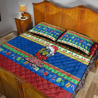Solomon Islands Christmas Quilt Bed Set Santa With Flag Of Solomon Polynesian Tribal Xmas Vibe LT03 - Polynesian Pride