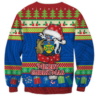 Solomon Islands Christmas Sweatshirt Santa With Flag Of Solomon Polynesian Tribal Xmas Vibe LT03 - Polynesian Pride
