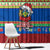 Solomon Islands Christmas Window Curtain Santa With Flag Of Solomon Polynesian Tribal Xmas Vibe LT03 - Polynesian Pride