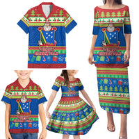 Personalised Solomon Islands Christmas Family Matching Puletasi Dress and Hawaiian Shirt Santa With Flag Of Solomon Polynesian Tribal Xmas Vibe LT03 - Polynesian Pride