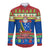 Personalised Solomon Islands Christmas Long Sleeve Button Shirt Santa With Flag Of Solomon Polynesian Tribal Xmas Vibe LT03 Unisex Blue - Polynesian Pride