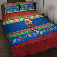 Personalised Solomon Islands Christmas Quilt Bed Set Santa With Flag Of Solomon Polynesian Tribal Xmas Vibe LT03 - Polynesian Pride