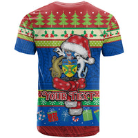 Personalised Solomon Islands Christmas T Shirt Santa With Flag Of Solomon Polynesian Tribal Xmas Vibe LT03 - Polynesian Pride
