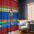 Personalised Solomon Islands Christmas Window Curtain Santa With Flag Of Solomon Polynesian Tribal Xmas Vibe LT03 With Hooks Blue - Polynesian Pride