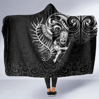 New Zealand Rugby Hooded Blanket Maori Warrior Rugby with Silver Fern Sleeve Tribal Ethnic Style LT03 - Polynesian Pride