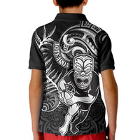 New Zealand Rugby Kid Polo Shirt Maori Warrior Rugby with Silver Fern Sleeve Tribal Ethnic Style LT03 - Polynesian Pride