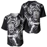 Personalised New Zealand Rugby Baseball Jersey Maori Warrior Rugby with Silver Fern Sleeve Tribal Ethnic Style LT03 - Polynesian Pride