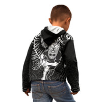 Personalised New Zealand Rugby Kid Hoodie Maori Warrior Rugby with Silver Fern Sleeve Tribal Ethnic Style LT03 - Polynesian Pride