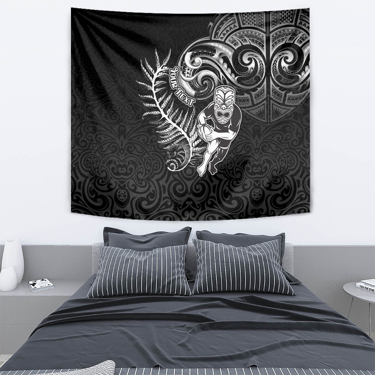 Personalised New Zealand Rugby Tapestry Maori Warrior Rugby with Silver Fern Sleeve Tribal Ethnic Style LT03 - Polynesian Pride