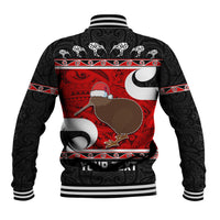 Personalized New Zealand Christmas Baseball Jacket Santa Haka Fern and Kiwi Bird Tino Rangatiratanga Maori Flag Style LT03 - Polynesian Pride