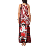 Personalized New Zealand Christmas Tank Maxi Dress Santa Claus and Kiwi Bird Maori Tattoo Koru Pattern LT03 - Polynesian Pride