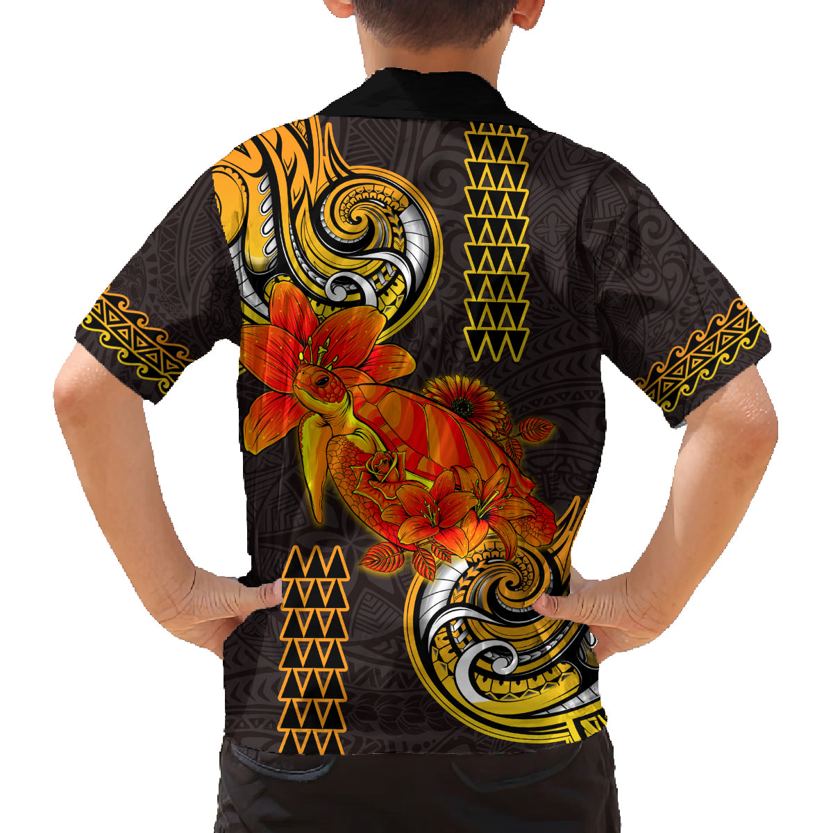 Hawaii Turtle Hibiscus Flower Family Matching Tank Maxi Dress and Hawaiian Shirt Polynesian Tattoo LT03 - Polynesian Pride