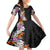 Hawaii Tropical Leaves and Flowers Family Matching Long Sleeve Bodycon Dress and Hawaiian Shirt Tribal Polynesian Pattern LT03 Daughter's Dress Black - Polynesian Pride