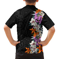 Hawaii Tropical Leaves and Flowers Family Matching Off Shoulder Long Sleeve Dress and Hawaiian Shirt Tribal Polynesian Pattern LT03 - Polynesian Pride