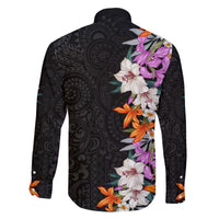 Hawaii Tropical Leaves and Flowers Family Matching Off Shoulder Long Sleeve Dress and Hawaiian Shirt Tribal Polynesian Pattern LT03 - Polynesian Pride