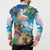 Hawaii Cocktails Button Sweatshirt Parrot with Cute Beach Landscape and Tropical Plants