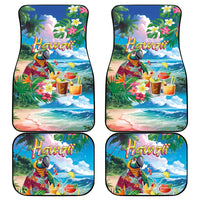 Hawaii Cocktails Car Mats Parrot with Cute Beach Landscape and Tropical Plants