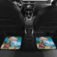 Hawaii Cocktails Car Mats Parrot with Cute Beach Landscape and Tropical Plants