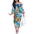 Hawaii Cocktails Off The Shoulder Long Sleeve Dress Parrot with Cute Beach Landscape and Tropical Plants