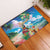 Hawaii Cocktails Rubber Doormat Parrot with Cute Beach Landscape and Tropical Plants