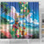 Hawaii Cocktails Shower Curtain Parrot with Cute Beach Landscape and Tropical Plants