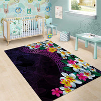 Hawaiian Plumeria-Polynesian Art Tattoo Mauve Color Area Rug