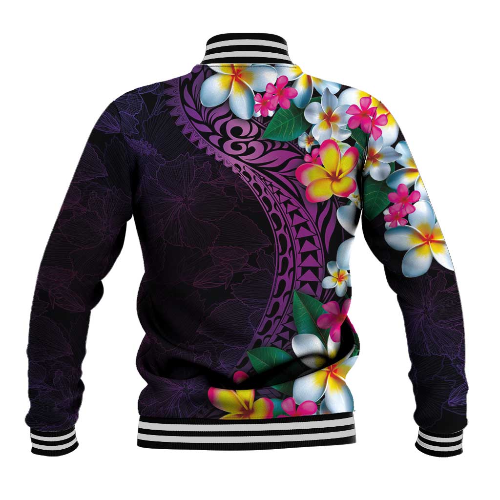 Hawaiian Plumeria-Polynesian Art Tattoo Mauve Color Baseball Jacket