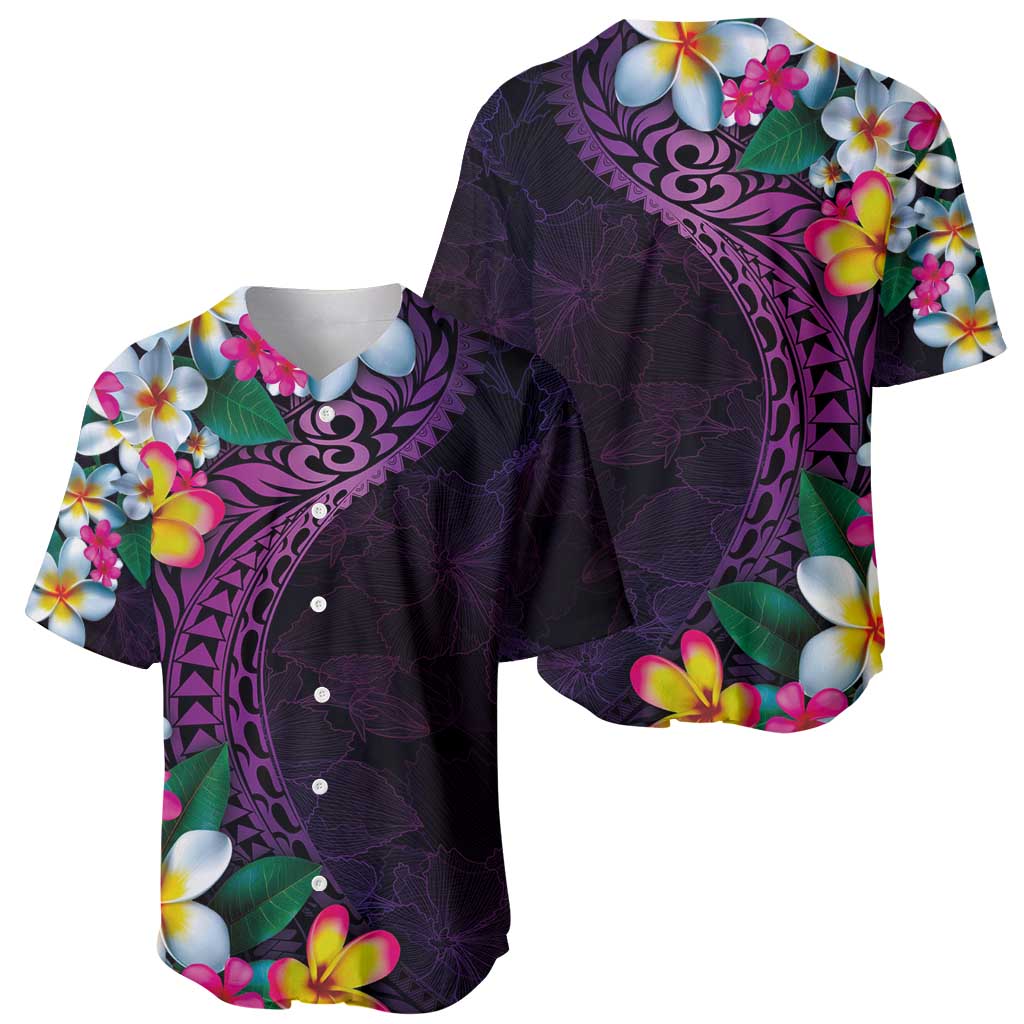 Hawaiian Plumeria-Polynesian Art Tattoo Mauve Color Baseball Jersey
