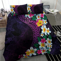 Hawaiian Plumeria-Polynesian Art Tattoo Mauve Color Bedding Set