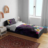 Hawaiian Plumeria-Polynesian Art Tattoo Mauve Color Bedding Set