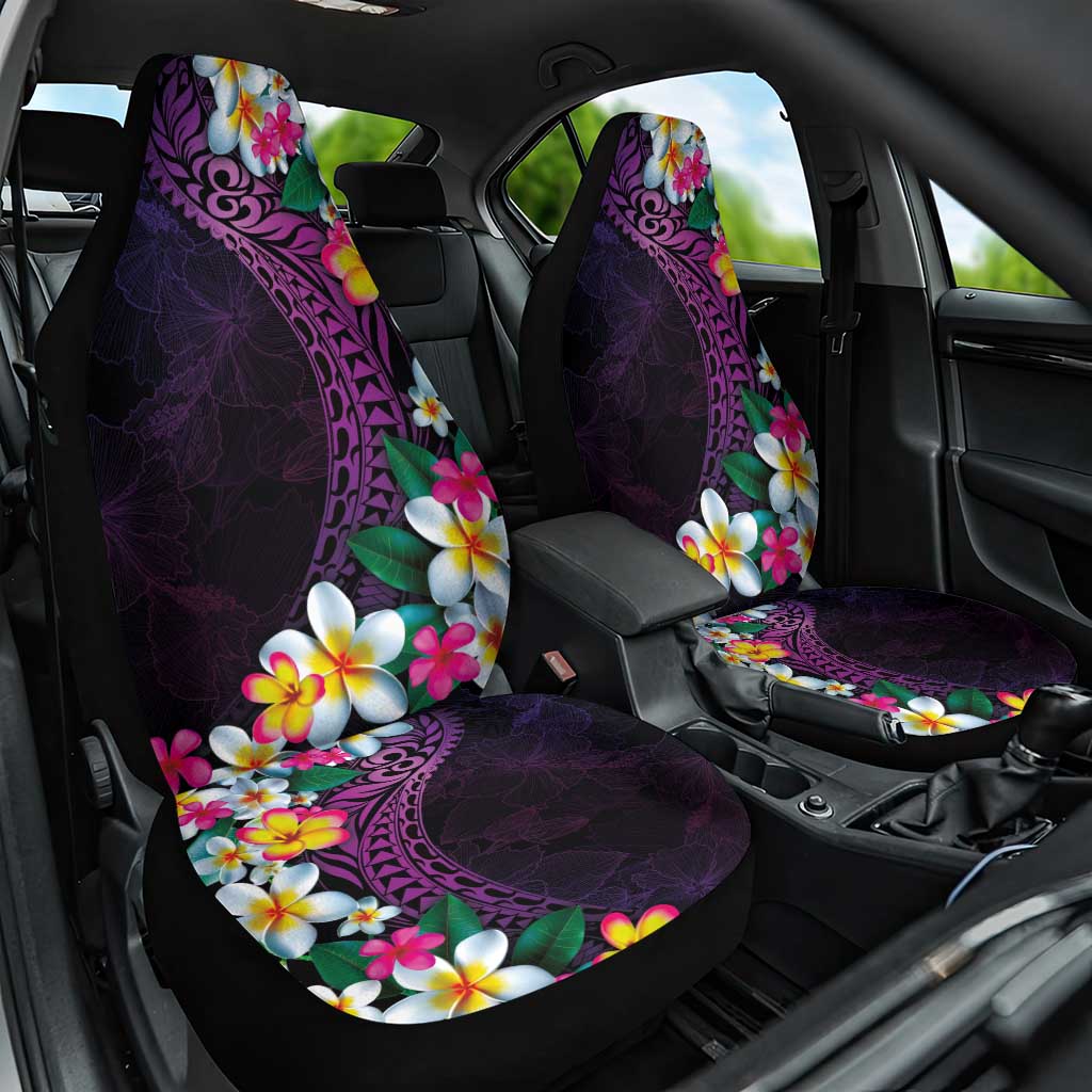 Hawaiian Plumeria-Polynesian Art Tattoo Mauve Color Car Seat Cover