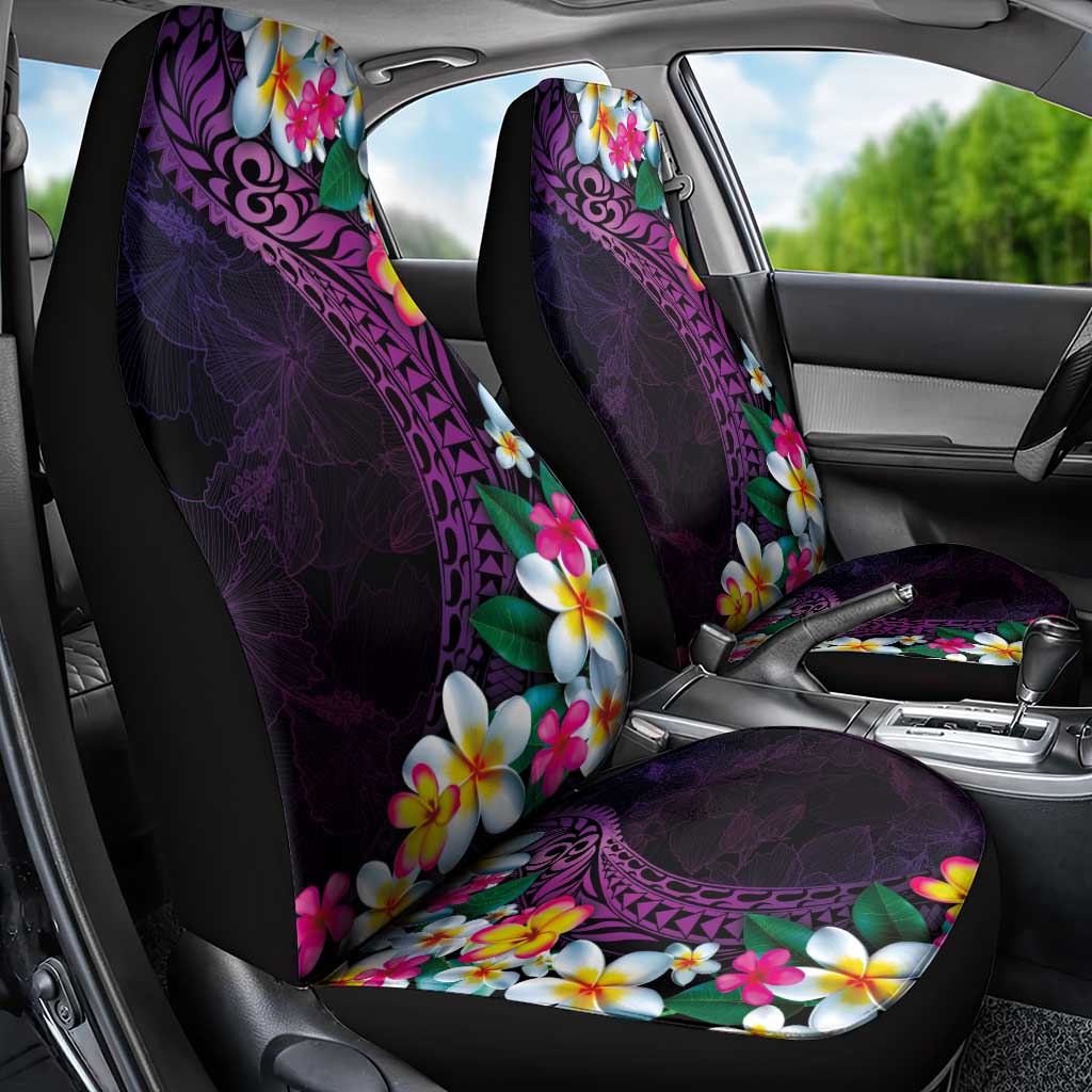 Hawaiian Plumeria-Polynesian Art Tattoo Mauve Color Car Seat Cover