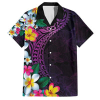 Hawaiian Plumeria-Polynesian Art Tattoo Mauve Color Family Matching Off The Shoulder Long Sleeve Dress and Hawaiian Shirt