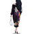 Hawaiian Plumeria-Polynesian Art Tattoo Mauve Color Family Matching Off The Shoulder Long Sleeve Dress and Hawaiian Shirt