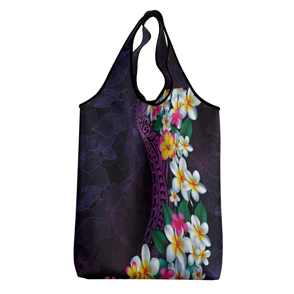 Hawaiian Plumeria-Polynesian Art Tattoo Mauve Color Grocery Bag