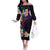 Hawaiian Plumeria-Polynesian Art Tattoo Mauve Color Off The Shoulder Long Sleeve Dress