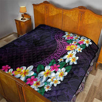 Hawaiian Plumeria-Polynesian Art Tattoo Mauve Color Quilt