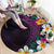 Hawaiian Plumeria-Polynesian Art Tattoo Mauve Color Round Carpet