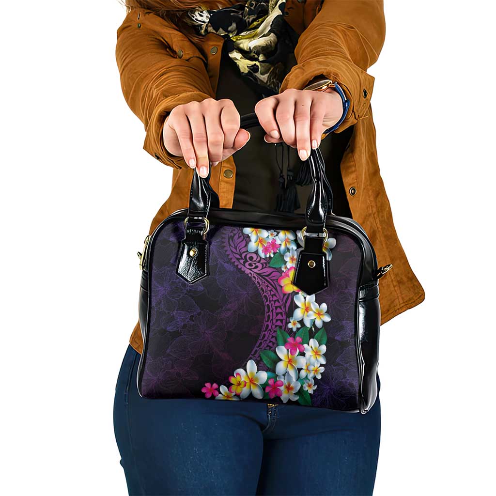 Hawaiian Plumeria-Polynesian Art Tattoo Mauve Color Shoulder Handbag LT03 One Size Purple - Polynesian Pride