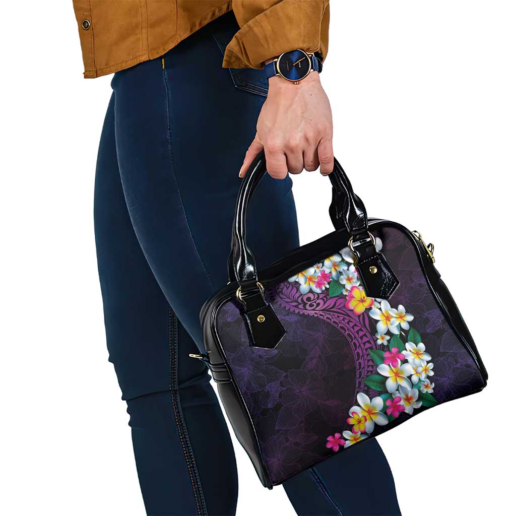 Hawaiian Plumeria-Polynesian Art Tattoo Mauve Color Shoulder Handbag
