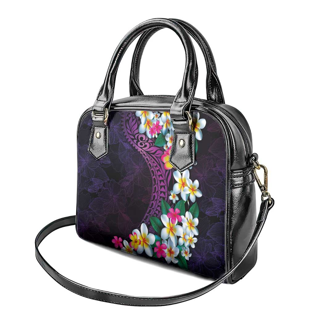Hawaiian Plumeria-Polynesian Art Tattoo Mauve Color Shoulder Handbag