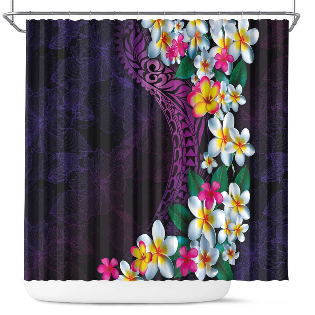 Hawaiian Plumeria-Polynesian Art Tattoo Mauve Color Shower Curtain LT03 Purple - Polynesian Pride