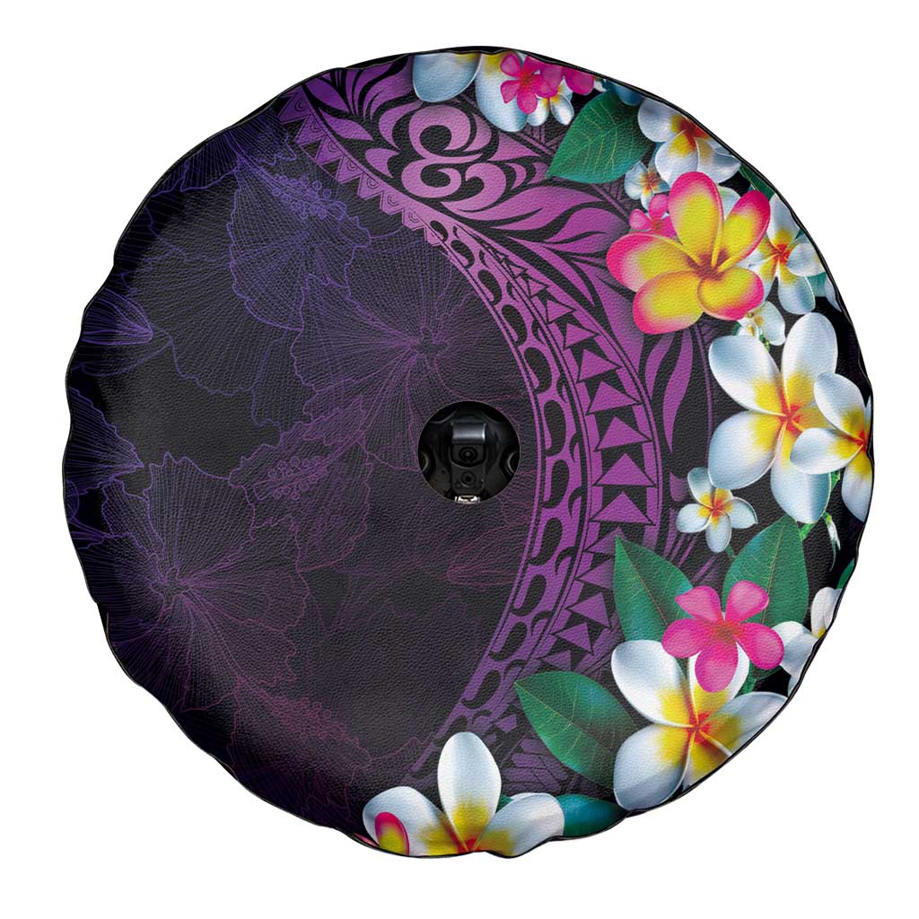 Hawaiian Plumeria-Polynesian Art Tattoo Mauve Color Spare Tire Cover