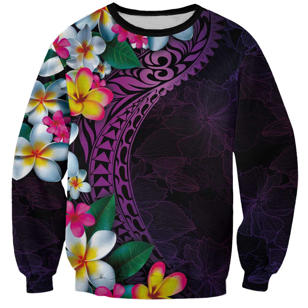 Hawaiian Plumeria-Polynesian Art Tattoo Mauve Color Sweatshirt