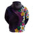 Hawaiian Plumeria-Polynesian Art Tattoo Mauve Color Zip Hoodie